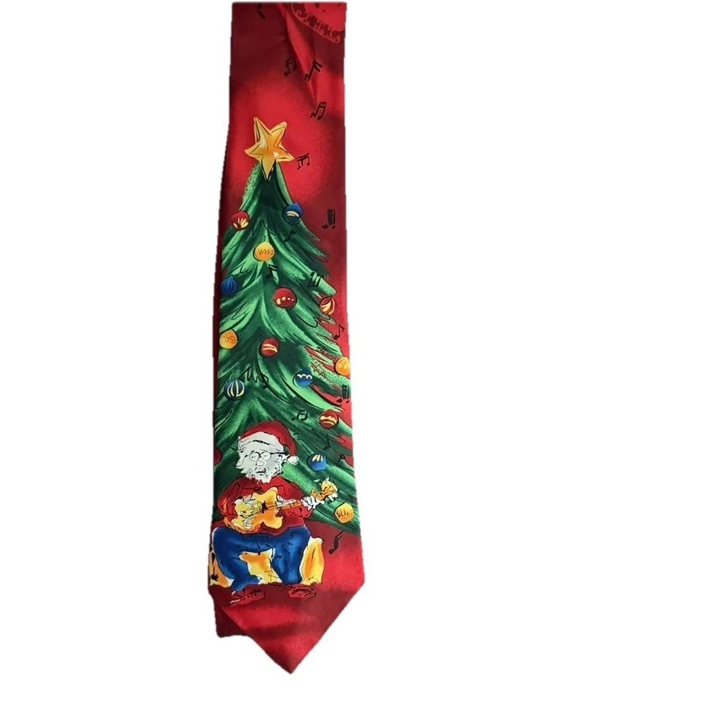 Jerry Garcia Collection Fifty-six  'Merry Christmas' Tie‎ Red Holiday Festive